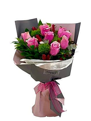 Pinker Bouquet - 9 İthal Pembe Gül 