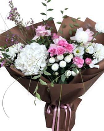 Pearl Blush – Beyaz Ortanca & Pembe Buket