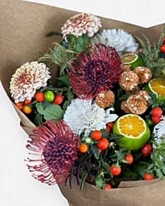 Spiced Citrus Harvest – Protea & Citrus Bouquet